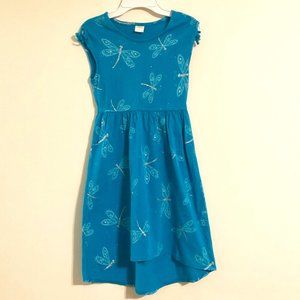 Blue Butterfly Cap Sleeve Dress Girls Size 7